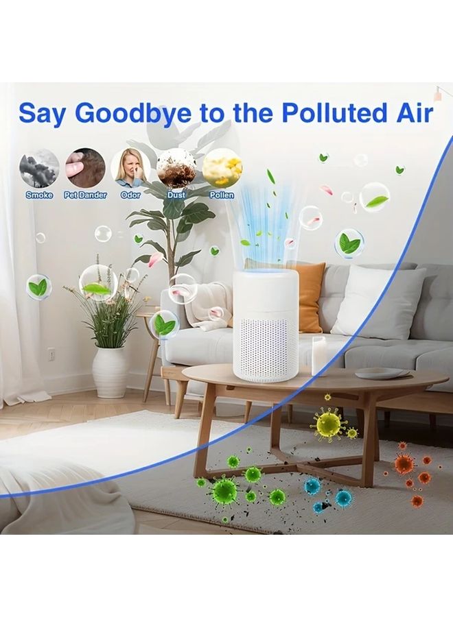 منقي الهواء الأبيض HEPA للمنزل والمكتب وغرفة النوم يزيل الروائح والغبار وحبوب اللقاح ووبر الحيوانات الأليفة - Image 5